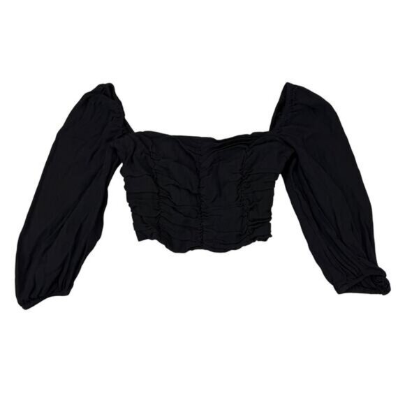 Aritzia Wilfred Lolita Prairie Crop Blouse In Black Size XS - Picture 3 of 6